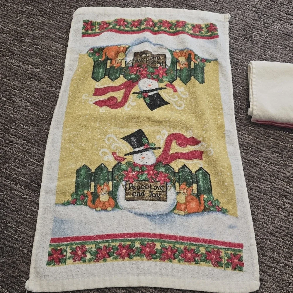 Vintage Holiday Kitchen Hand Towels Lot Christmas Valentines Spring Easter Bunny